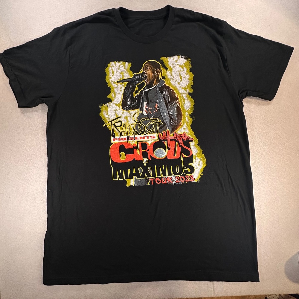Travis Scott Utopia Circus Maximus Tour 2023 T-Shirt Mens XL Black Concert Merch